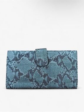 SnakePrint Gray Faux Leather Women's Wallet Clutch